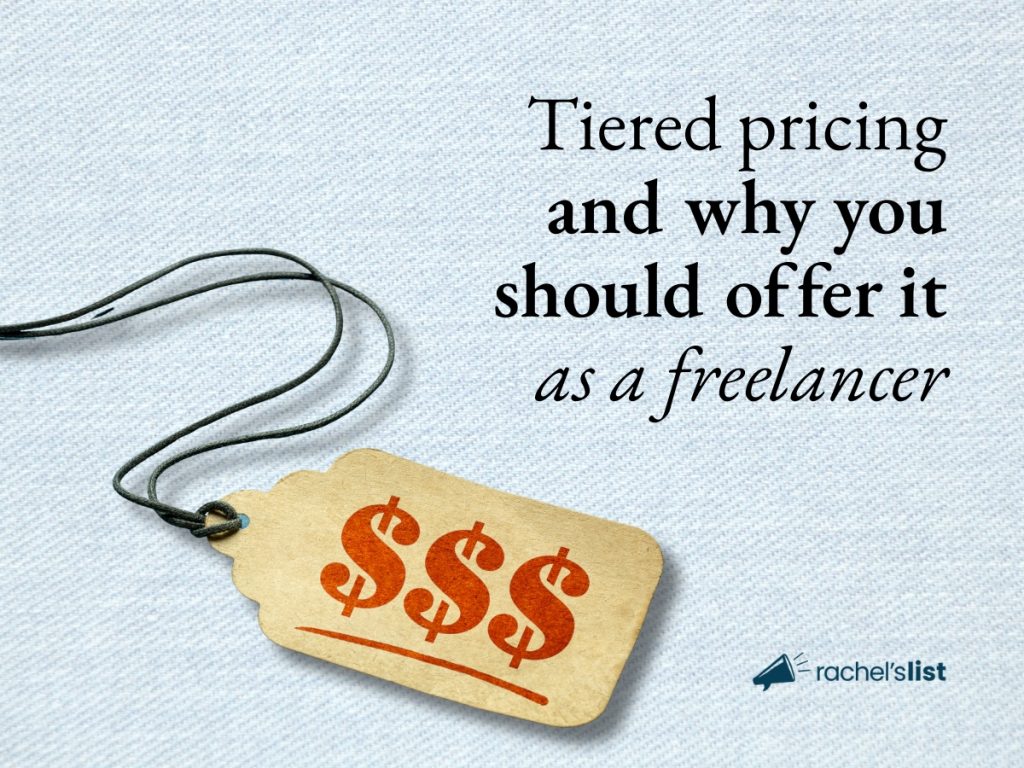 tiered pricing and why you should offer it as a freelancer with a shopping tag with dollar signs on it