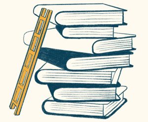 ladder climbing up a stack of books